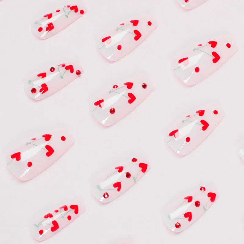 French love red diamond small cherry nail armour pieces with adhesive glue in JP1601 colour
