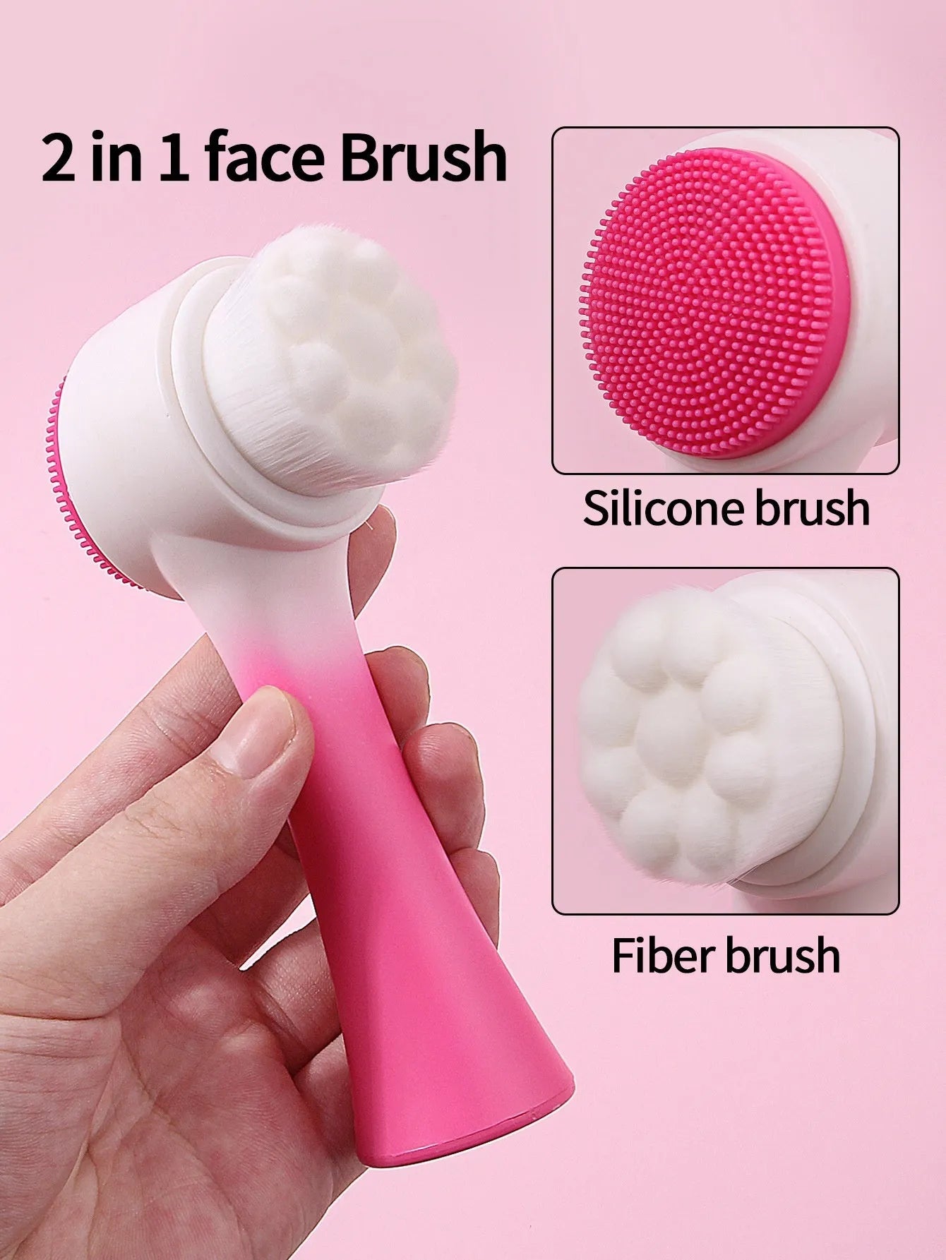 Facial brush set with coral fleece hair band and nylon bristle cleansing brush in multiple colour options