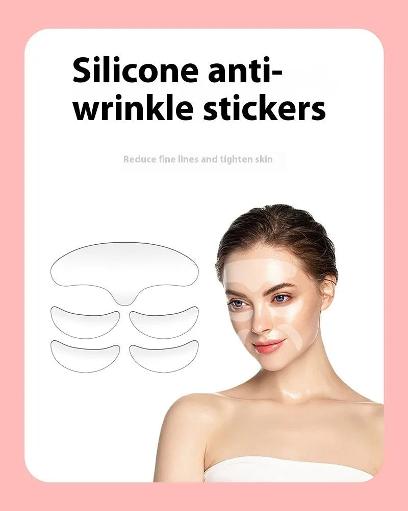 Silicone anti-wrinkle facial stickers 5-piece set for wrinkle removal and prevention