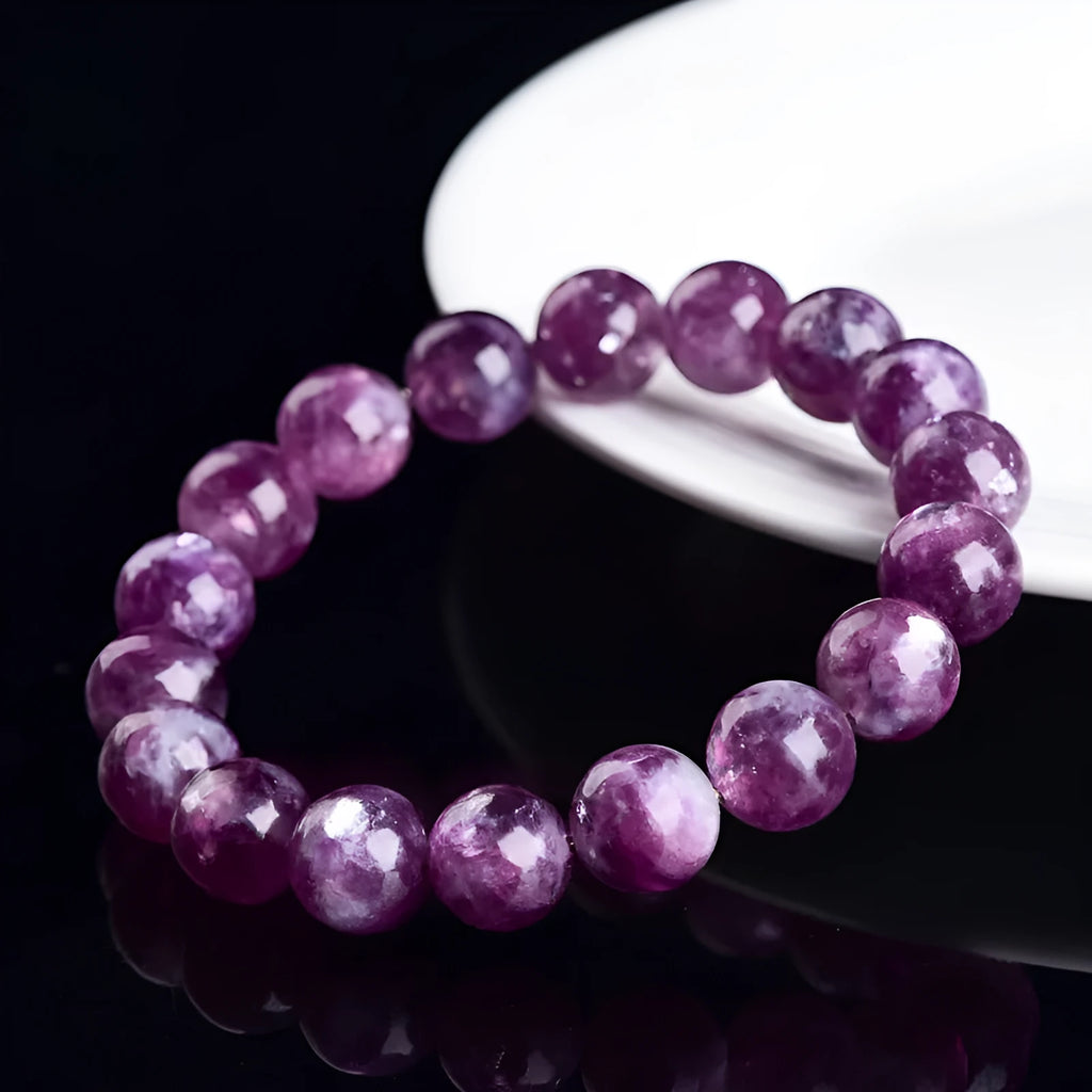 Polished purple crystal bead bracelet in Korean style geometric unisex design.