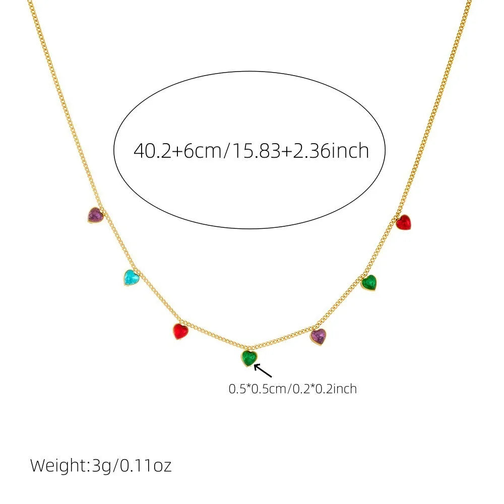 Women's gold-plated heart necklace on stainless steel chain with adjustable length