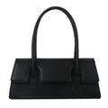 Women's black PU leather square shoulder bag with single strap and stitching details