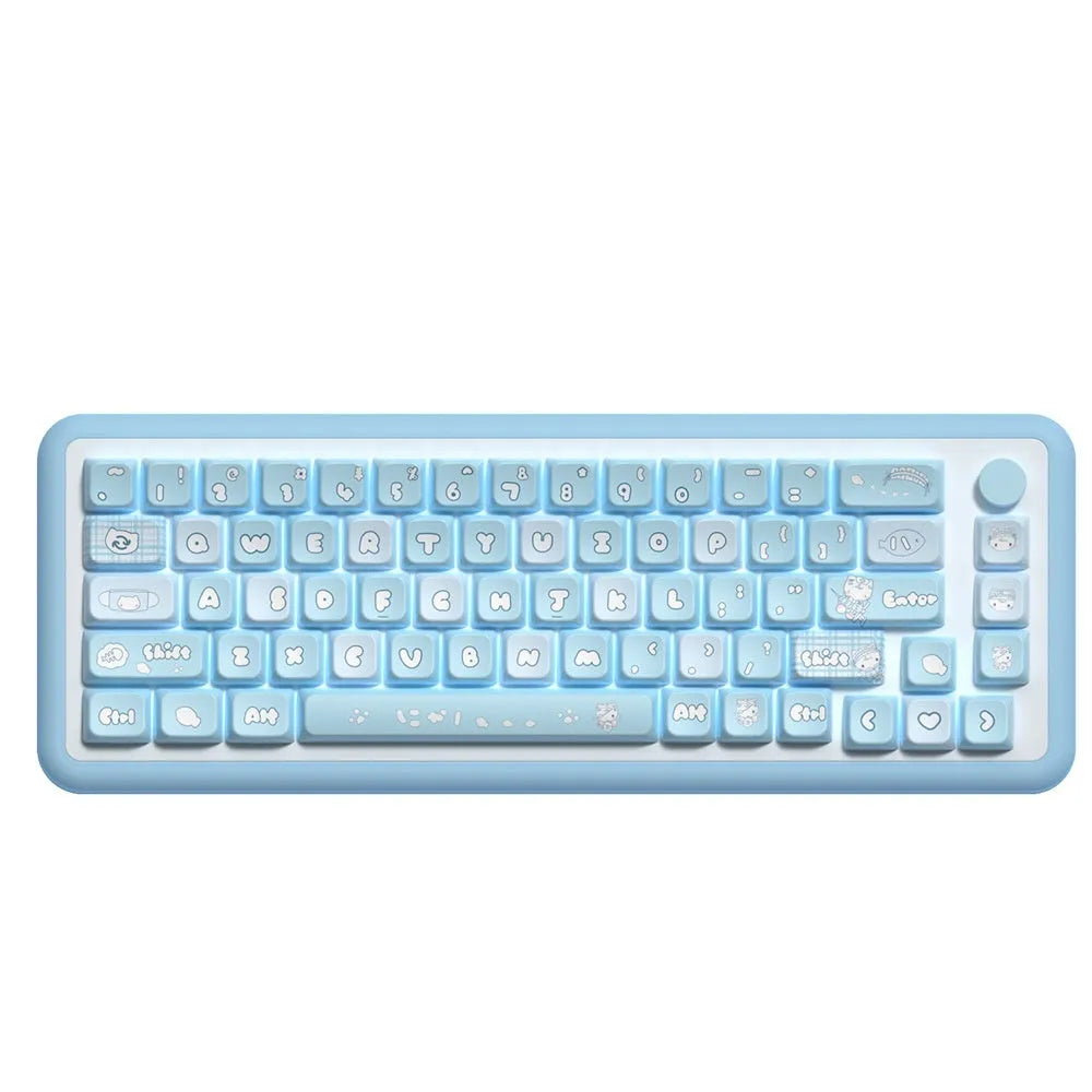 Watercolor kitten themed custom mechanical keyboard keycaps with sublimation printing on PTB material