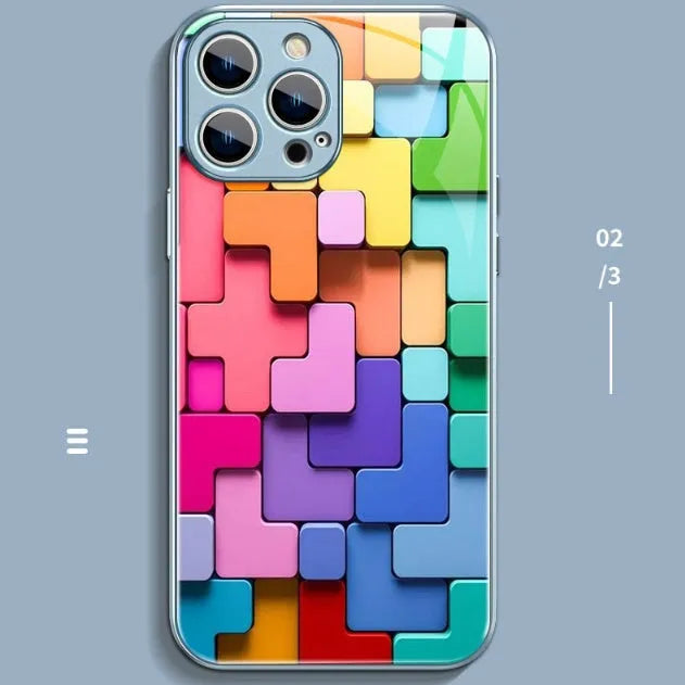 Colourful geometric building block pattern silicone iPhone case back cover for iPhone models