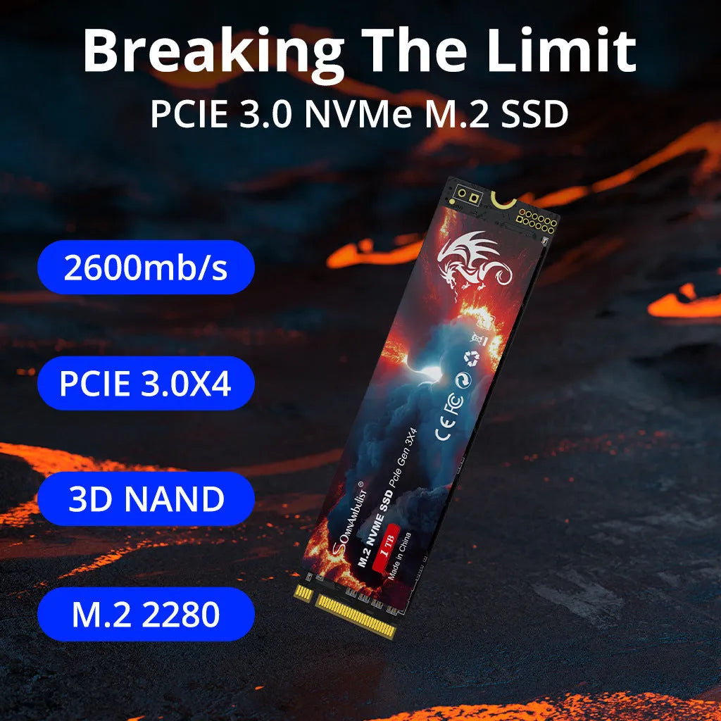 M2 solid state drive for desktop computers with USB 3.0 interface showing compact 80mm by 22mm dimensions