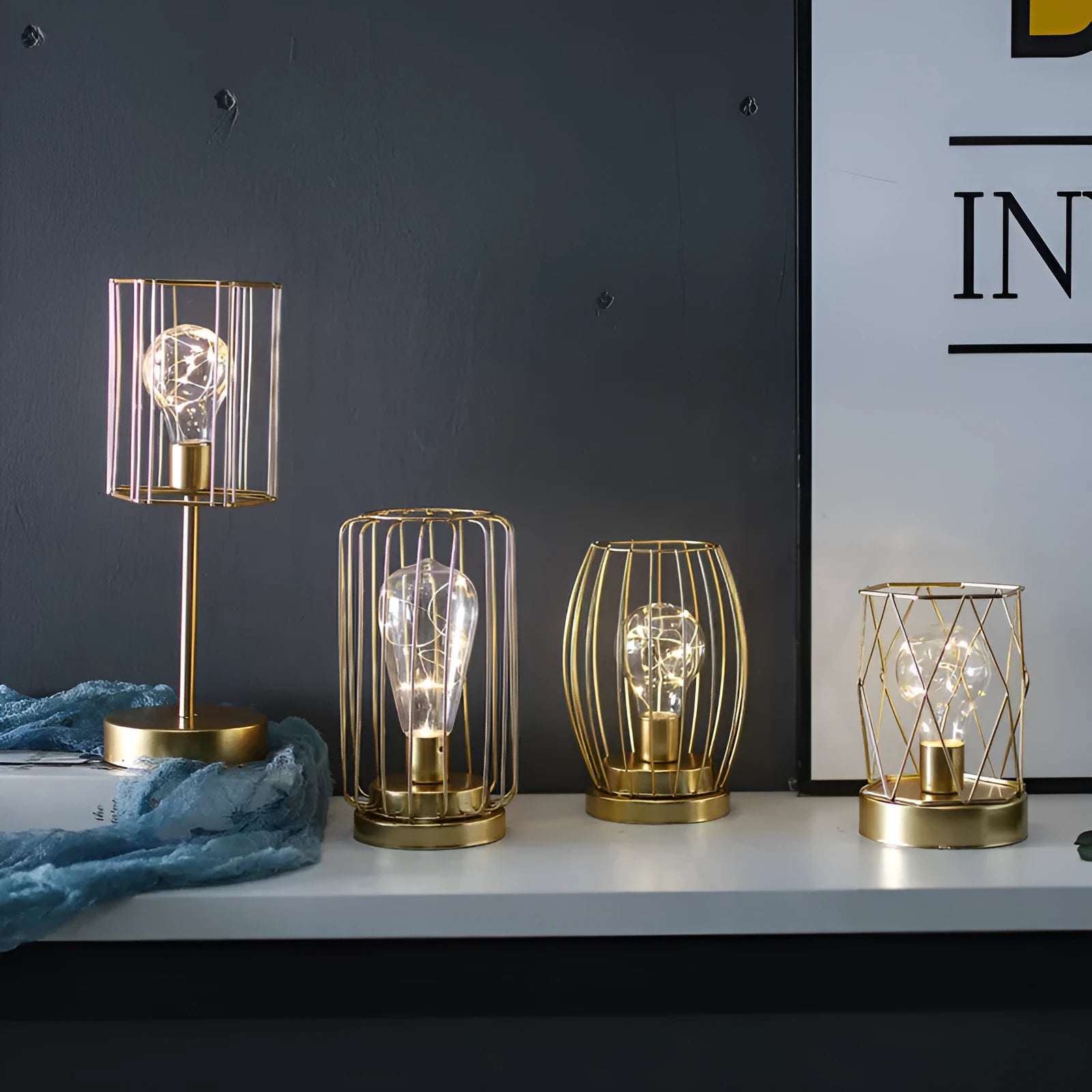 Geometric iron decorative light ornament with electroplated finish in Nordic style for home decoration