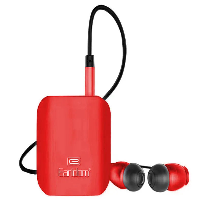 Bluetooth audio receiver for running headphones with lavalier microphone support in black, grey, and red colours