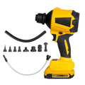 Yellow handheld battery-powered dust gun for workshop and household cleaning tasks