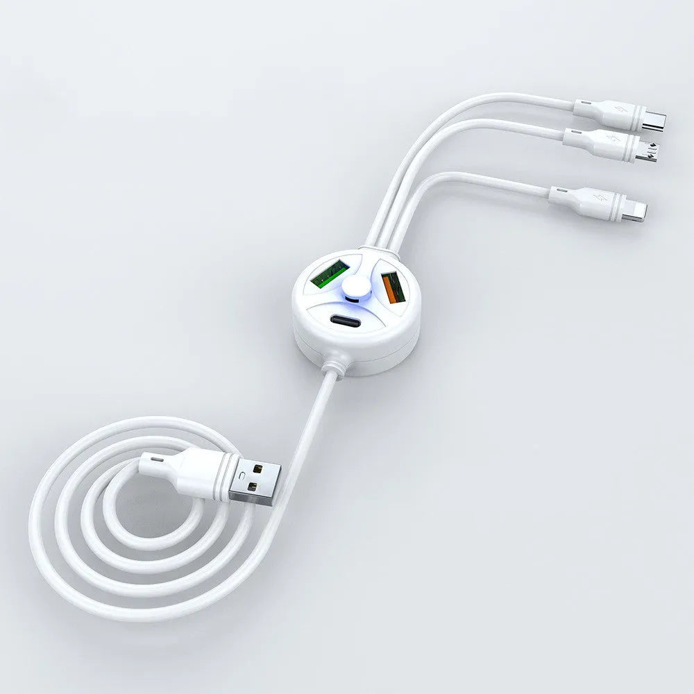 1.2 metre PD fast charge cable with USB, Mini USB, Micro USB, and TYPE-C interfaces