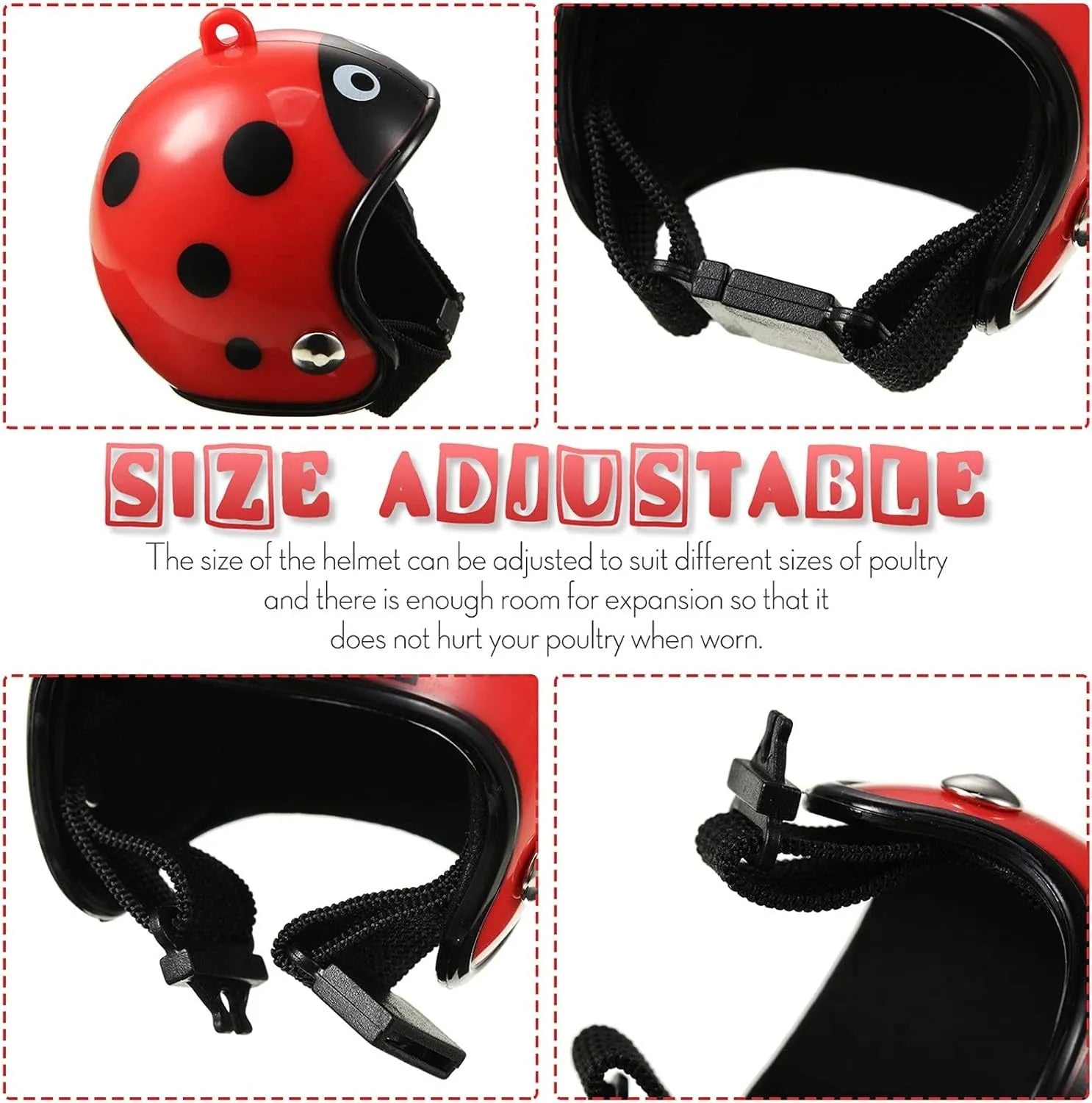 Adjustable chicken safety helmet with sponge lining for small poultry and birds