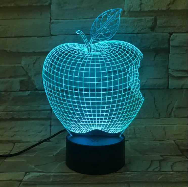 3D fruit shaped night light with colourful LED illumination and touch controls
