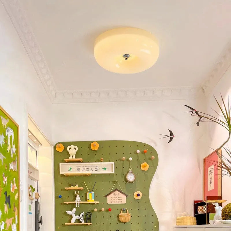 Cream style American design bedroom ceiling lamp with three-colour lighting in 30cm or 40cm diameter