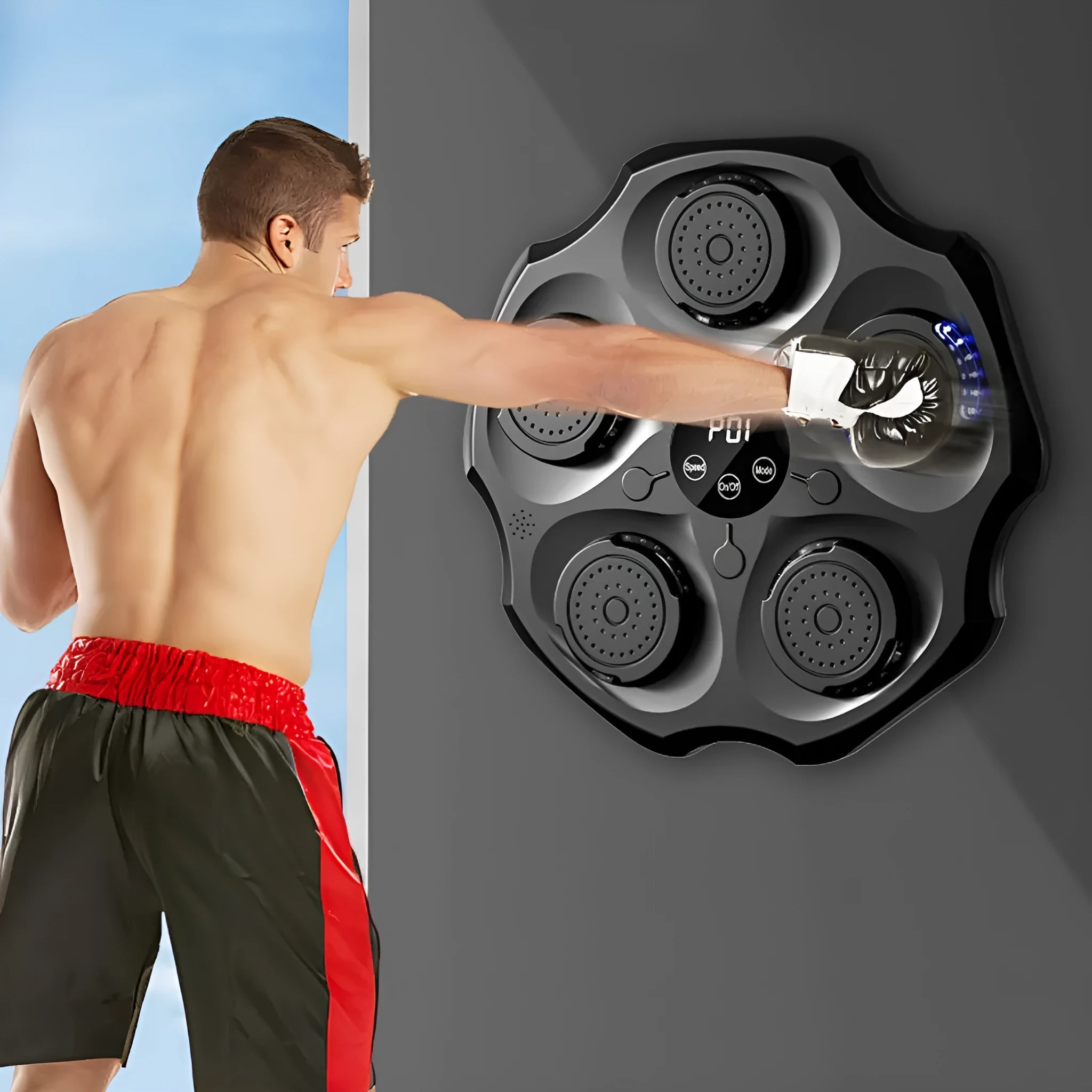 Bluetooth music boxing wall target with hanging design and included boxing gloves for home fitness training