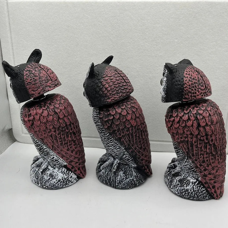 PE plastic owl bird deterrent ornament with shaking head design for outdoor pest control