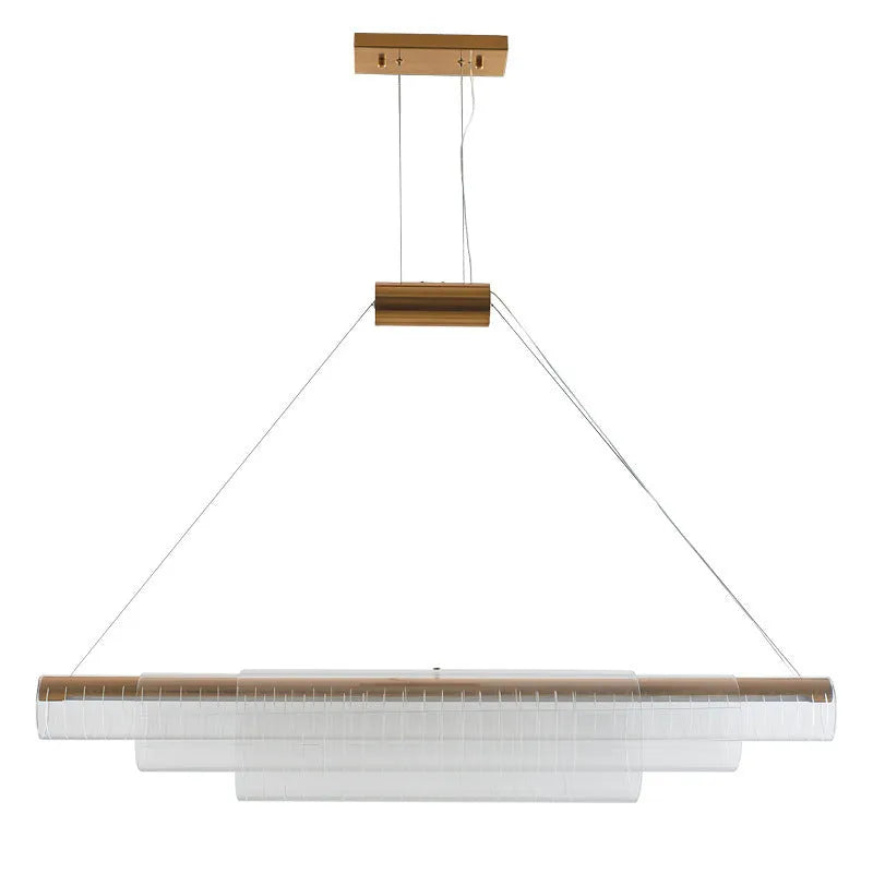 Modern glass pendant lamp with iron body in three length options