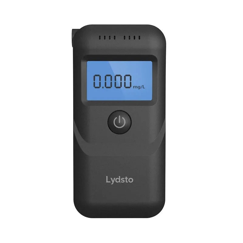 Black household alcohol breath tester device for drinking checks and drunk driving prevention