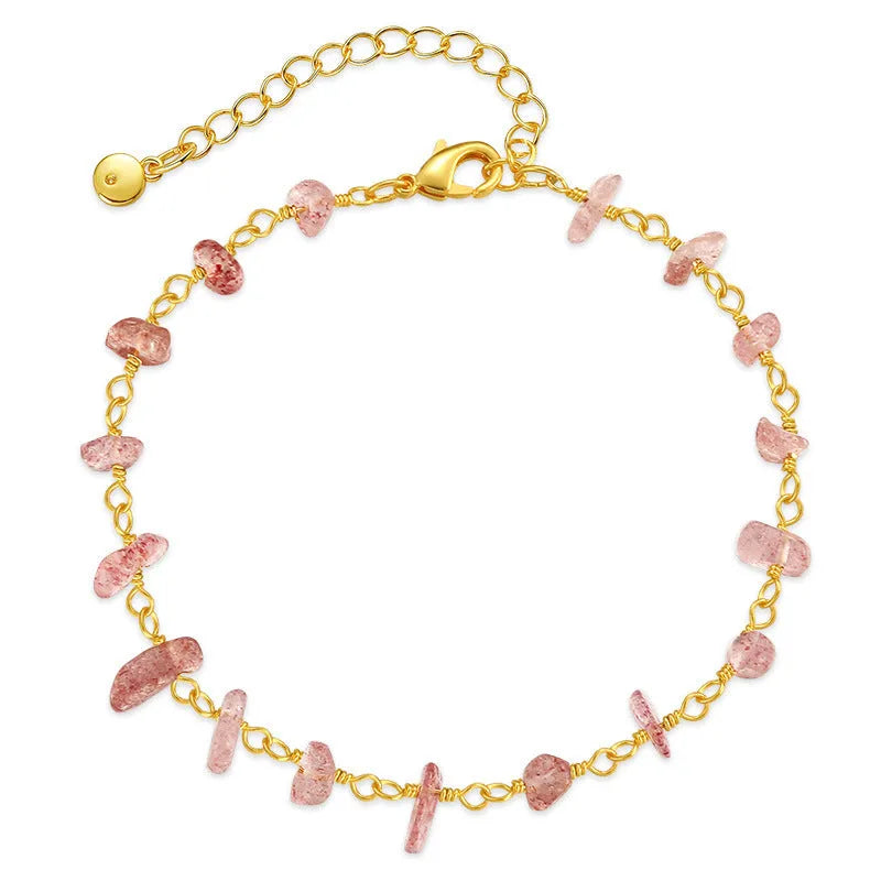 Irregular natural gravel turquoise bracelet with geometry shape and crystal accents on 18K copper