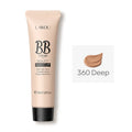 BB cream tube in 30ml size showing nine colour shades from light ivory to deep brown
