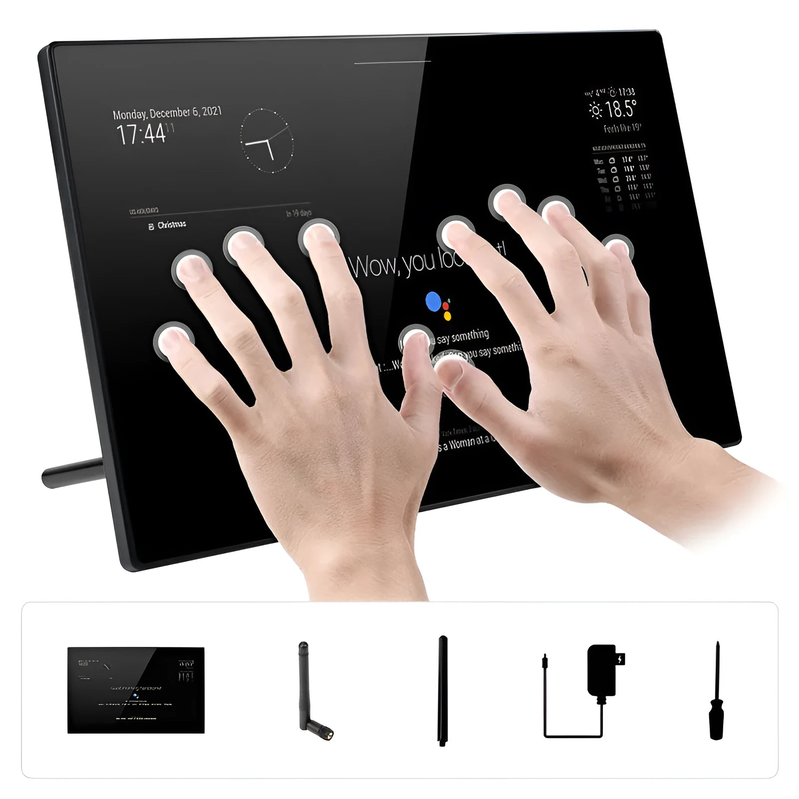 13.3-inch magic mirror touch display with CM4 voice assistant control system
