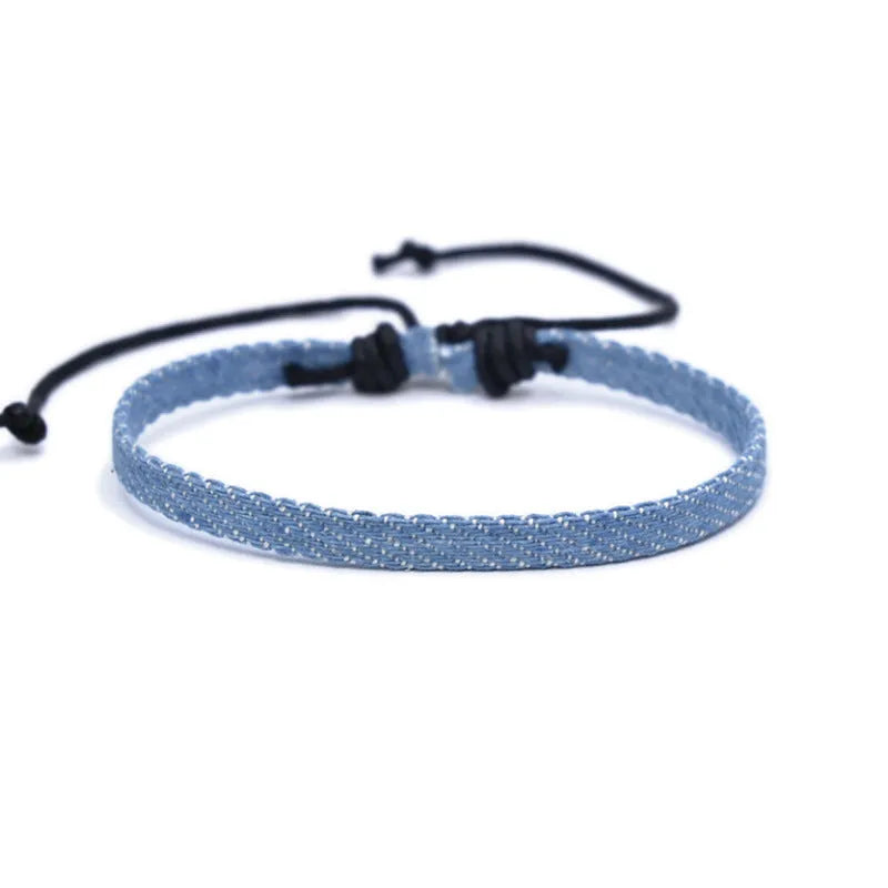 Denim fabric carrying strap bracelet with national style design in various colour options