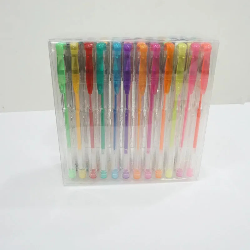 100 colour gel pen set with watercolour and highlighter options in plastic cases