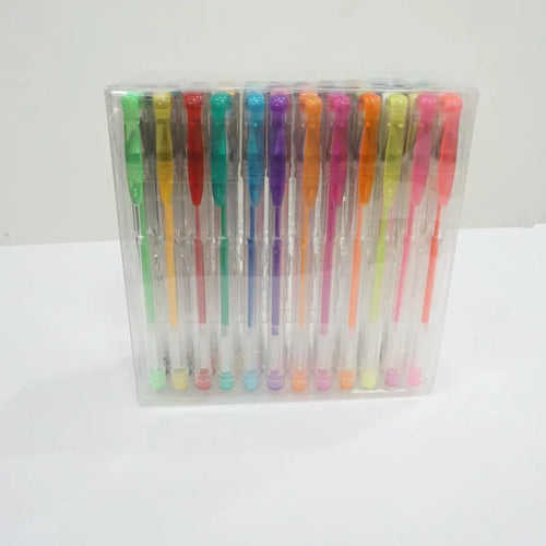 100 colour gel pen set with watercolour and highlighter options in plastic cases
