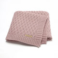 Solid colour acrylic infant hug blanket measuring 70×90cm in pink, beige khaki, bleached, light green, and medium grey options
