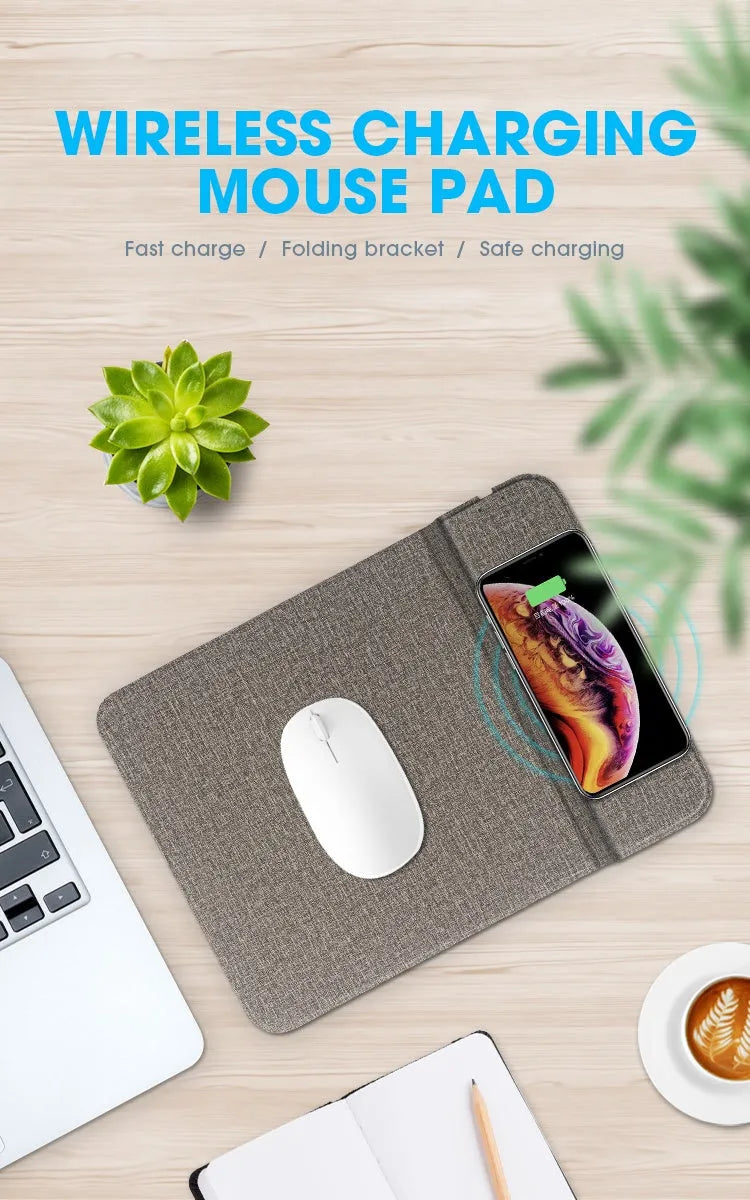 Foldable cloth phone holder showing wireless charging capability with 10W fast charging