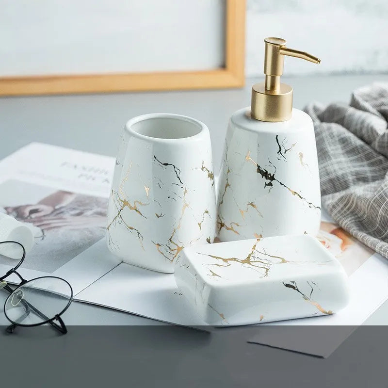 Ceramic bathroom wash set in light luxury style with decal process treatment