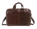 Brown leather men's business briefcase with 18-inch size and visible grain pattern