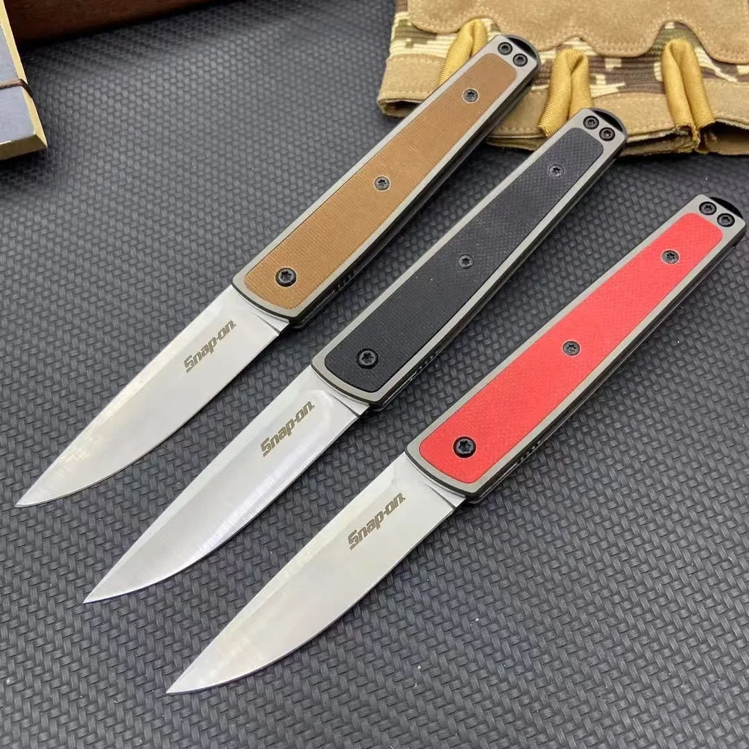 Folding fruit knife with stainless steel blade shown unfolded displaying 7cm blade length and 10cm handle