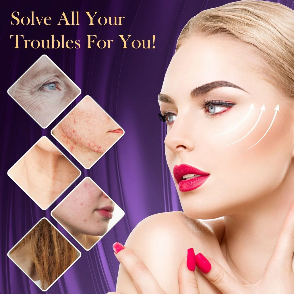 Purple high wave electrotherapy rod beauty instrument with six accessory heads for commercial skincare treatments