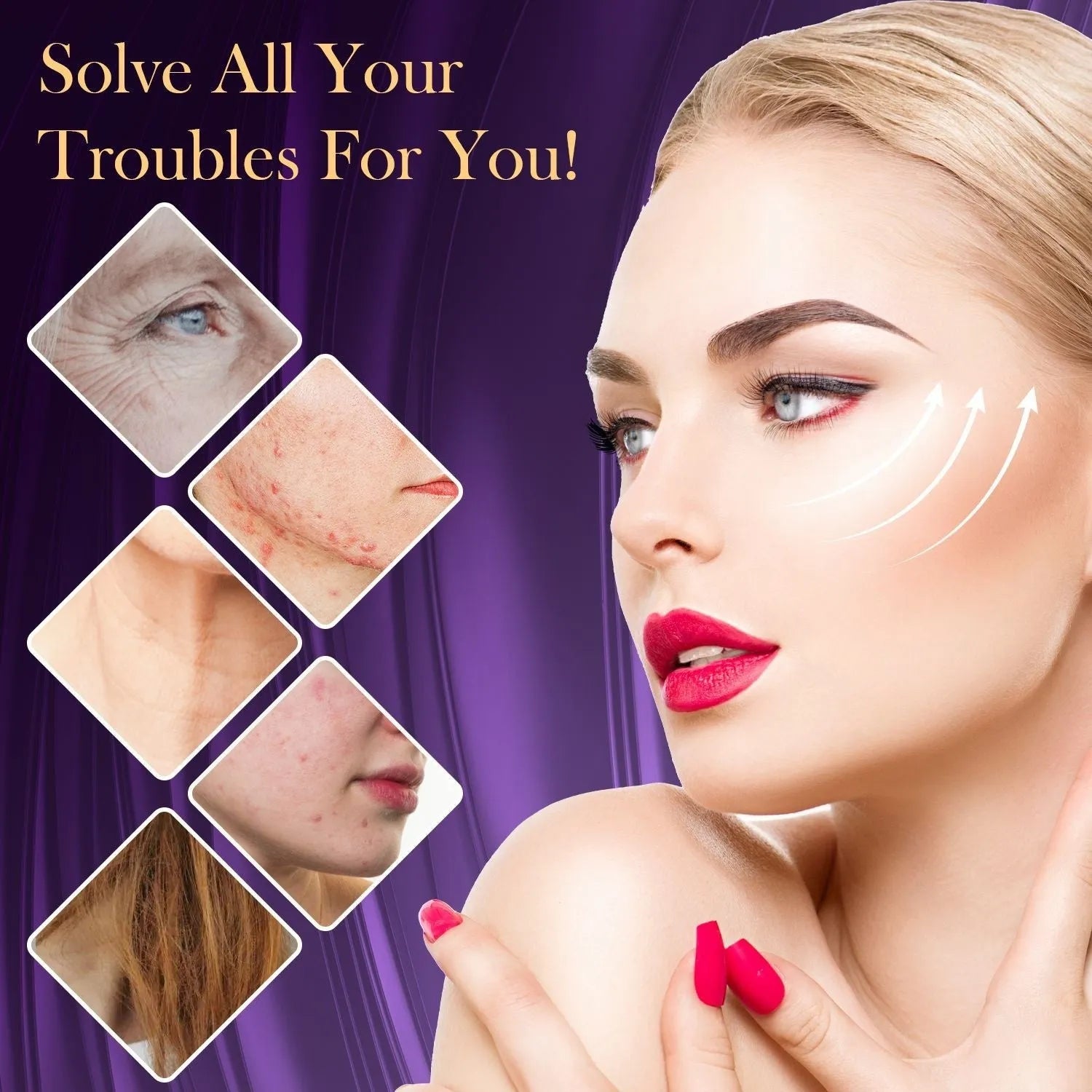 Purple high wave electrotherapy rod beauty instrument with six accessory heads for commercial skincare treatments