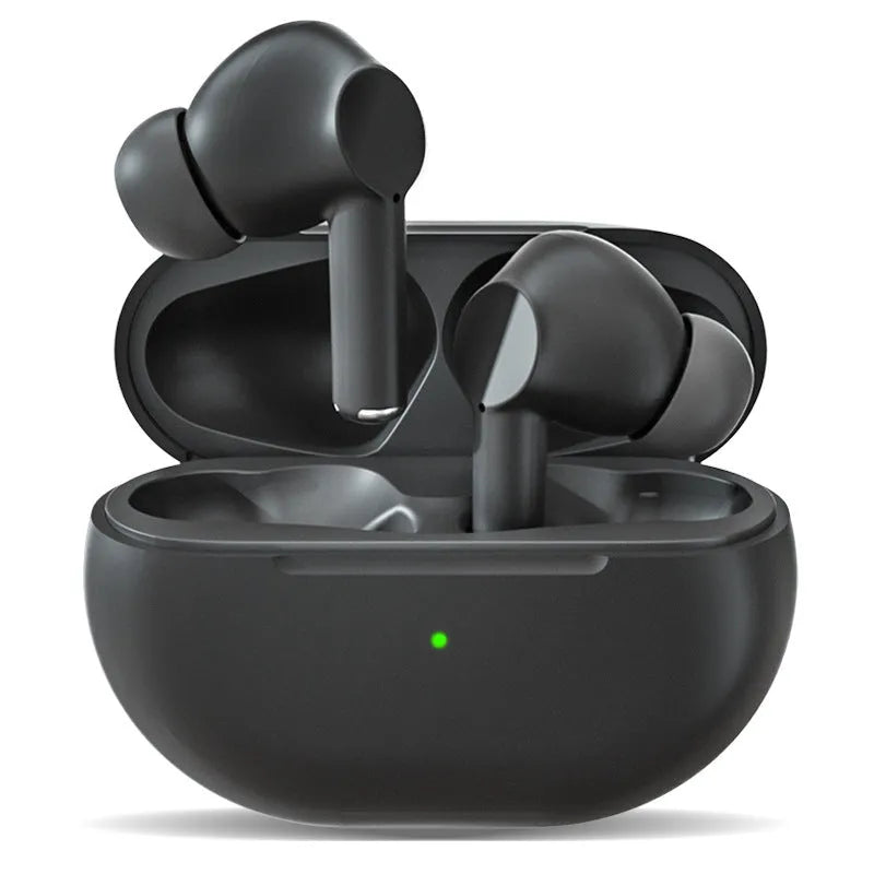 Pro4 Bluetooth wireless headset with two earphones and charging case in black or white