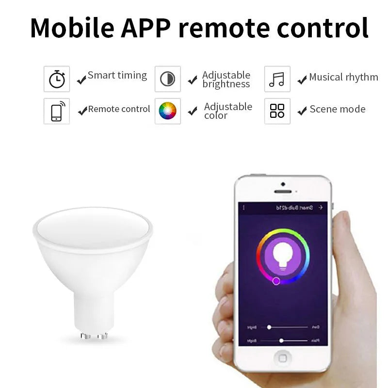 Wi-Fi smart GU10 LED spotlight bulb with RGBCCT colour and adjustable white light options