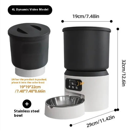 4 litre smart pet feeder with timing function and remote monitoring options for cats and dogs