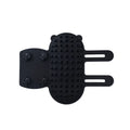 Silicone cat grooming comb and scratcher set with adjustable strap in black, green, pink, or yellow.