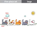 Climbing cats car sticker with five walking cats design on vehicle surface