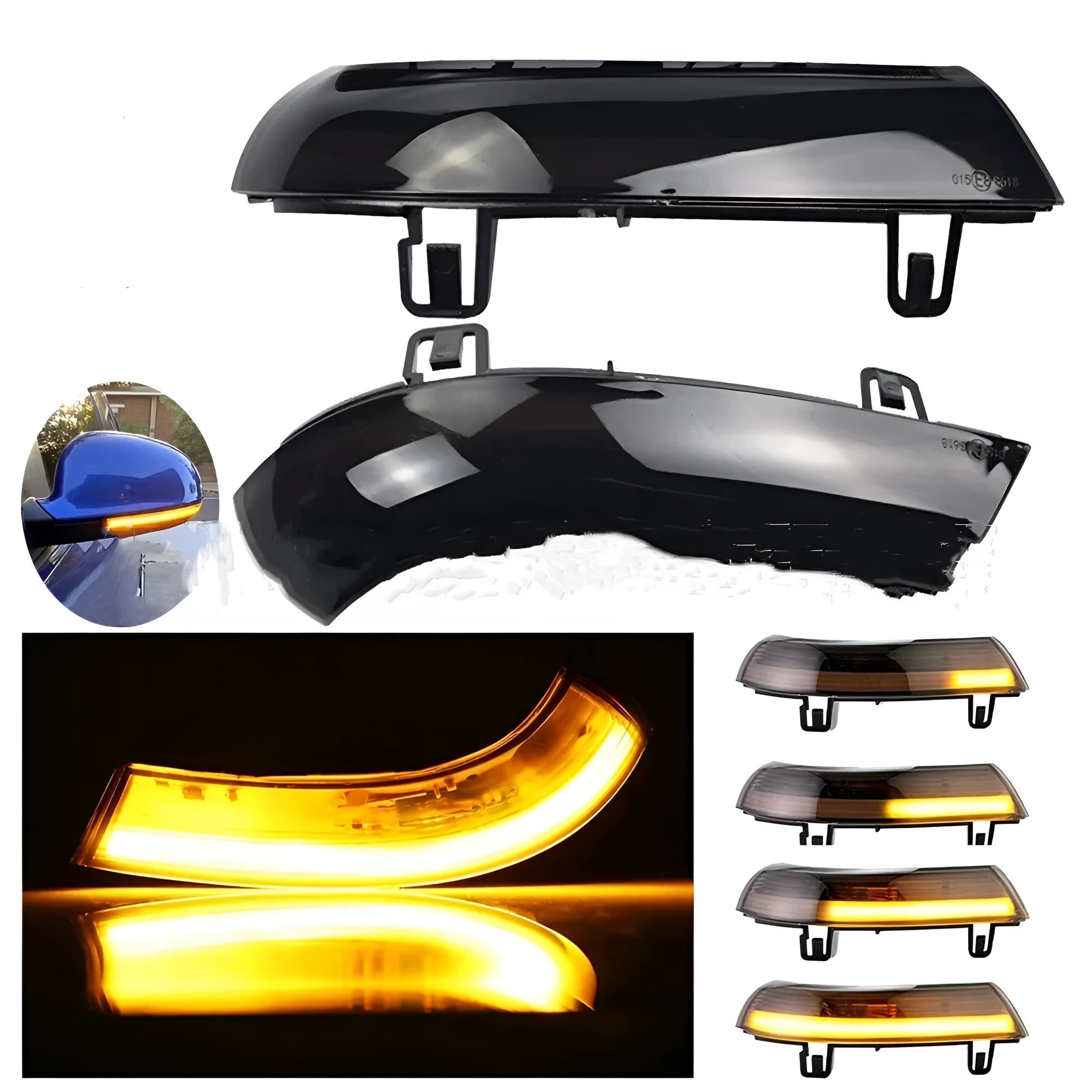 Volkswagen Golf MK5 sequential running water turn signal light in yellow or blue-yellow.
