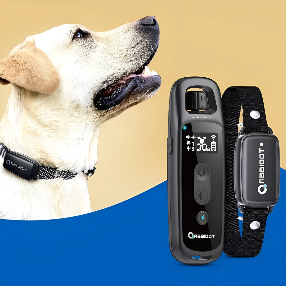 Remote control anti-barking collar with 36 shock gears, 900m range, IP67 waterproof, adjustable 15.2-68.7cm