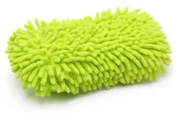 Silver green chenille microfiber car wash sponge measuring 14 by 25 centimetres