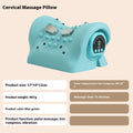 Blue-green portable massage pillow for neck and shoulder with EMS, heat, and vibration functions
