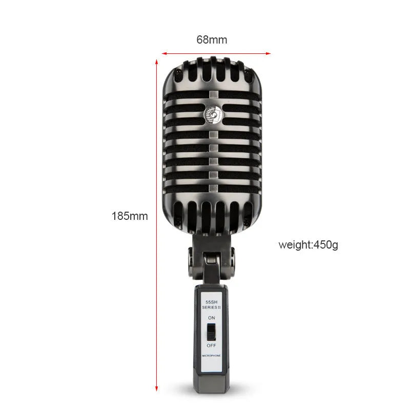 Retro-style wireless condenser microphone with cable for K song and professional recording