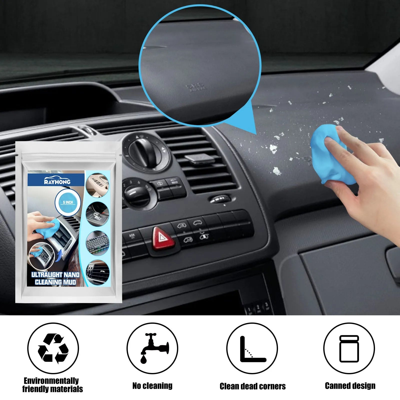 Car interior gap cleaning mud jelly compound for dust removal in tight spaces