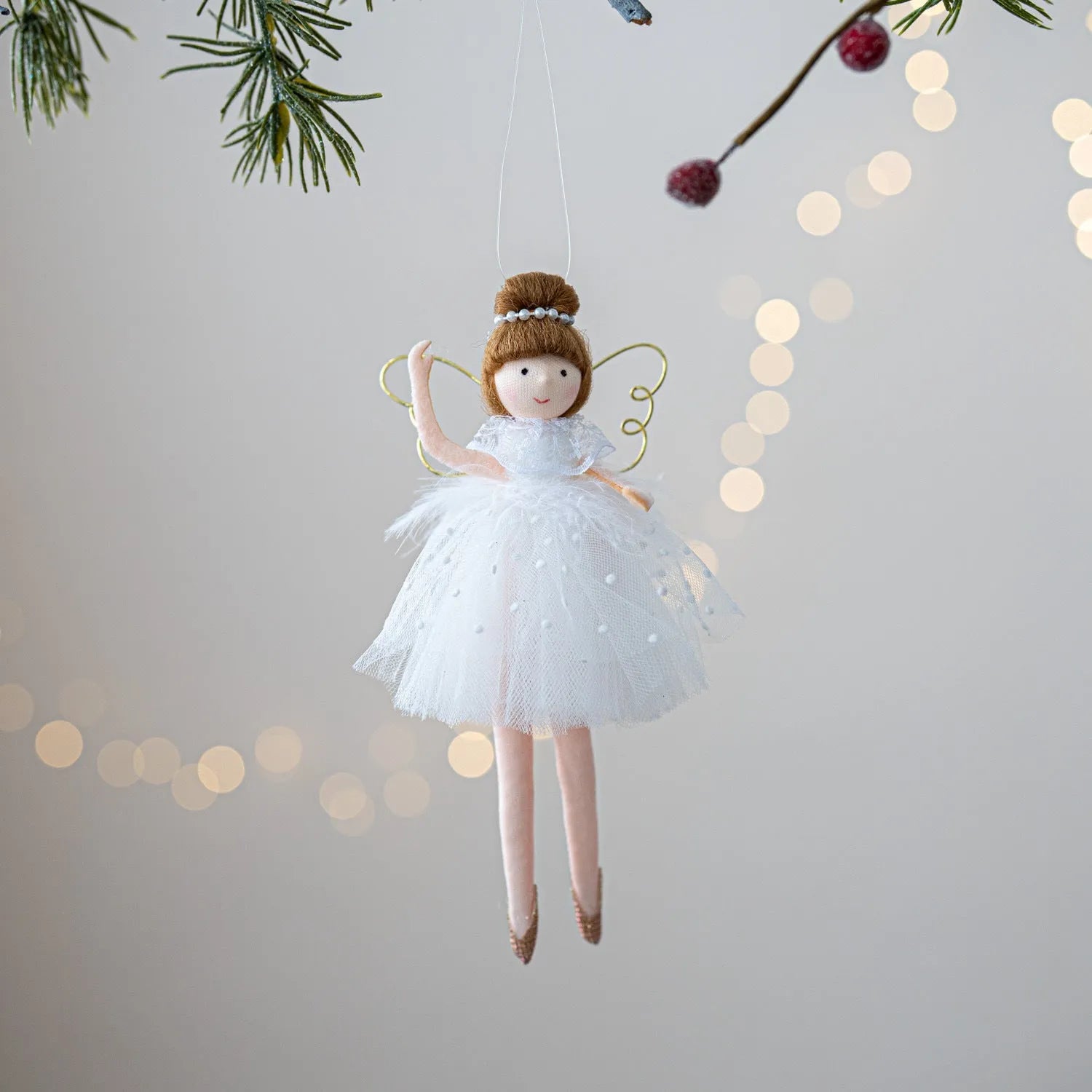 Pink and white ballet girl angel plush doll decorative toy