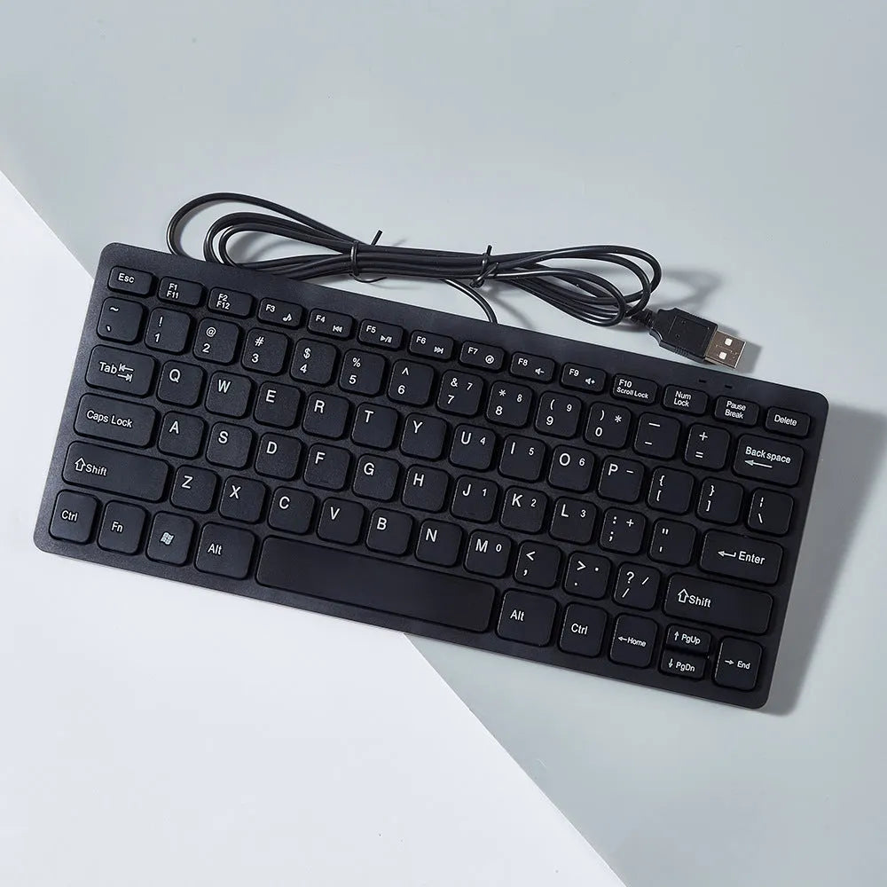 USB wired mini computer keyboard in black colour with compact 280mm width