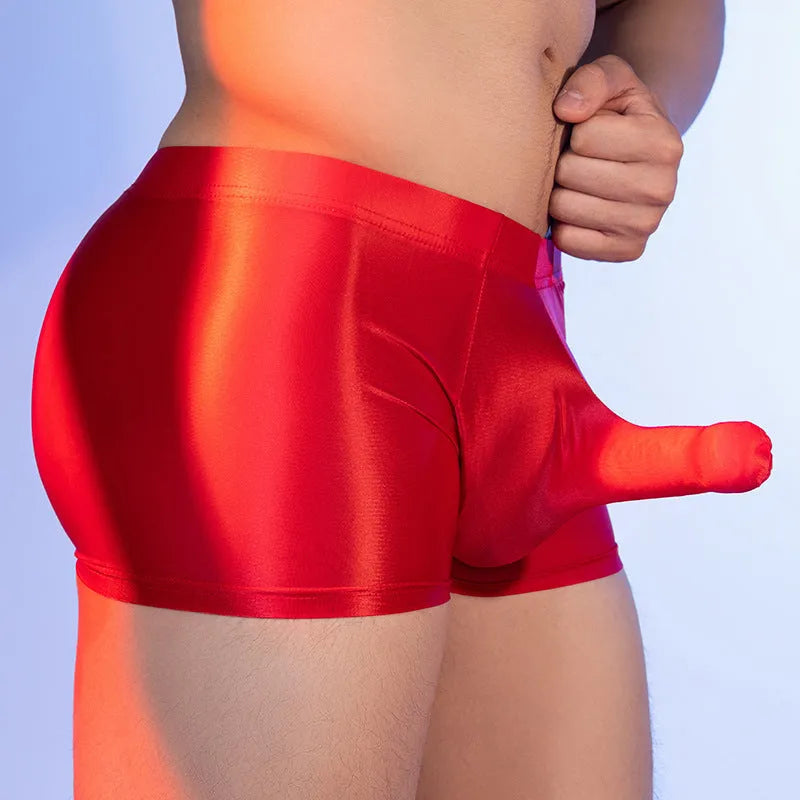 Men's elephant nose boxers in nylon fabric with seamless construction and hip-lifting function