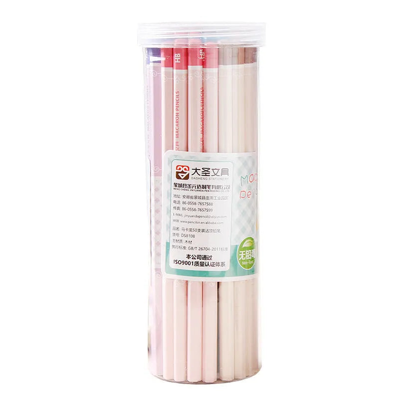 Basswood six-angle thermal transfer pencils in bulk 50-piece barrel packaging