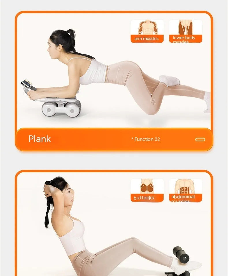 White belly rolling fitness equipment with LED timing counting screen