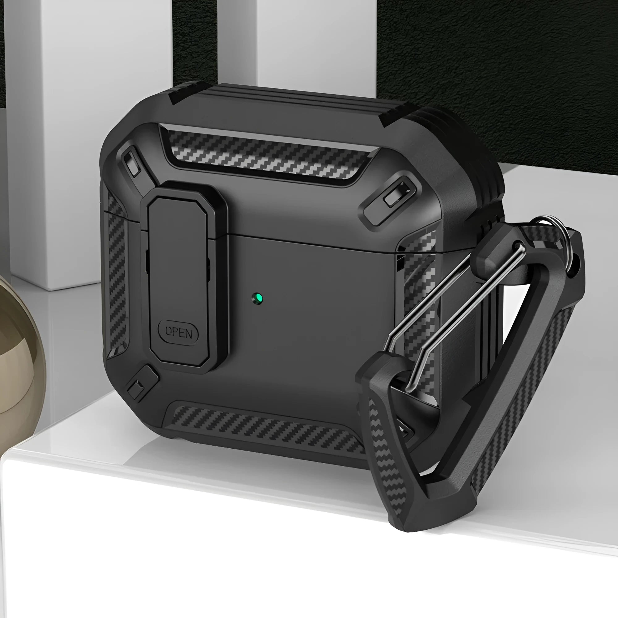 Two-tone plastic protective case with clip for Apple AirPods charging case